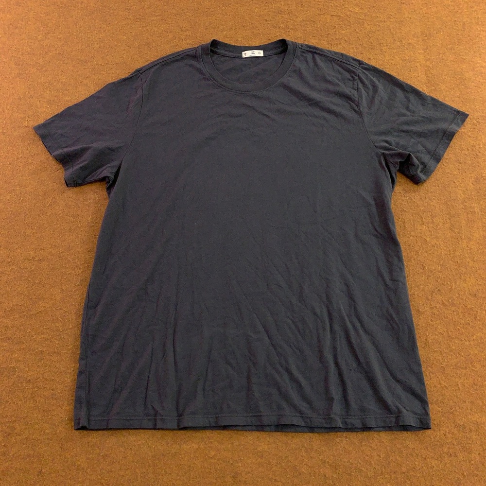 Flint and Tinder Mens XL Navy Blue Solid Cotton Short Sleeve T-Shirt New